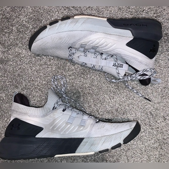 UNDER ARMOUR PROJECT ROCK 3 SHOES GYM WORKOUT WHITE BLACK SIZE 13 RUNNING - Picture 1 of 7